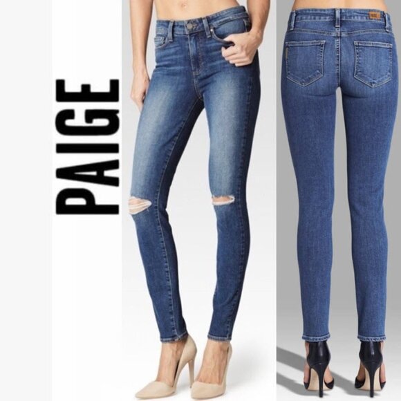 PAIGE Zoey Ankle Skyline Destructed Skinny Jeans 25​​​​​ - Picture 1 of 10